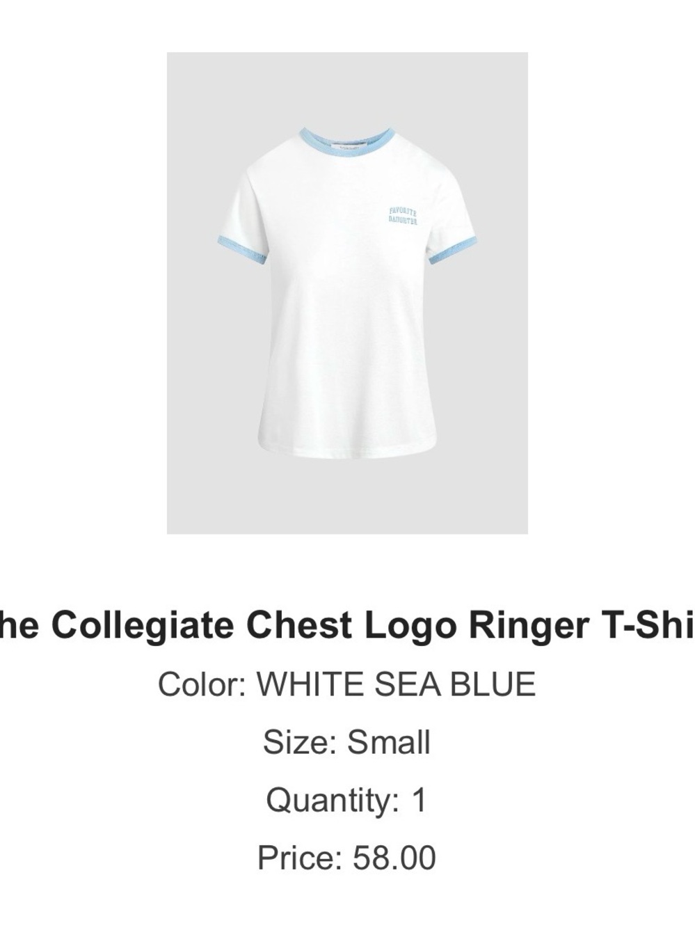 Favorite Daughter White Ringer Tee with Light Blue Trim